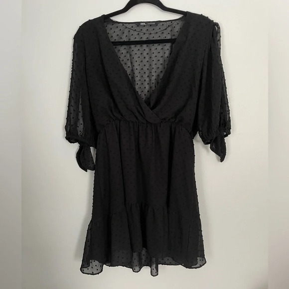 Zara Dresses & Skirts - Zara Black Swiss Dot Mini Dress